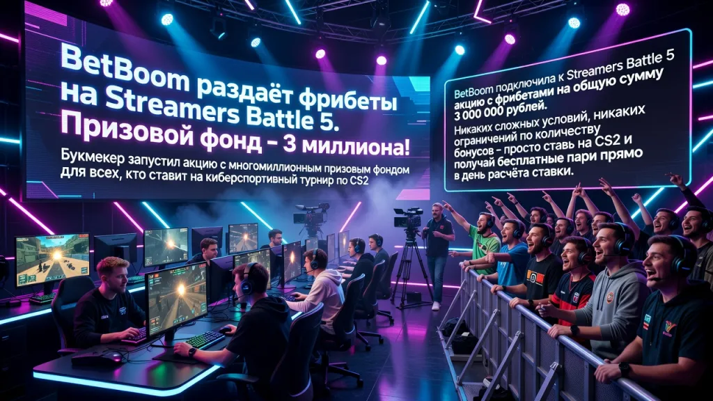 BetBoom раздаёт фрибеты на Streamers Battle 5. Призовой фонд - 3 миллиона!